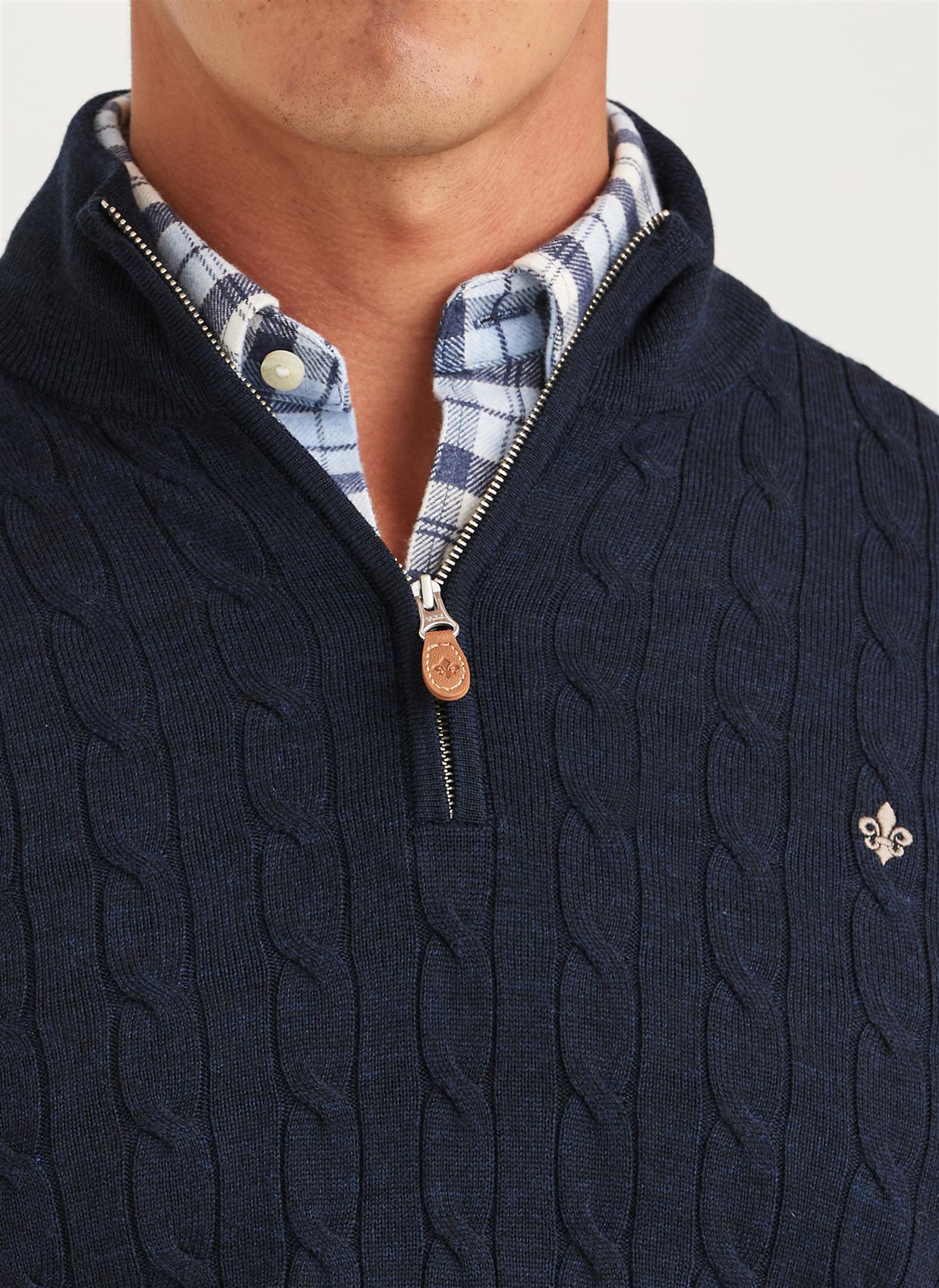 Merino Cable John Zip- Navy