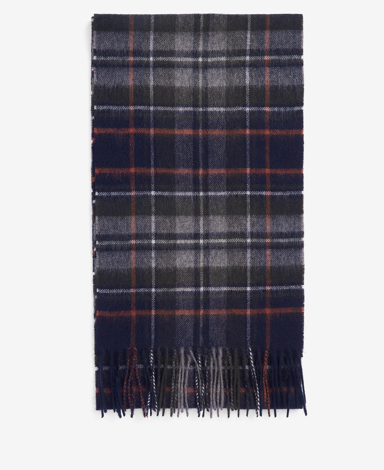 New check scarf- Navy/dk ginger