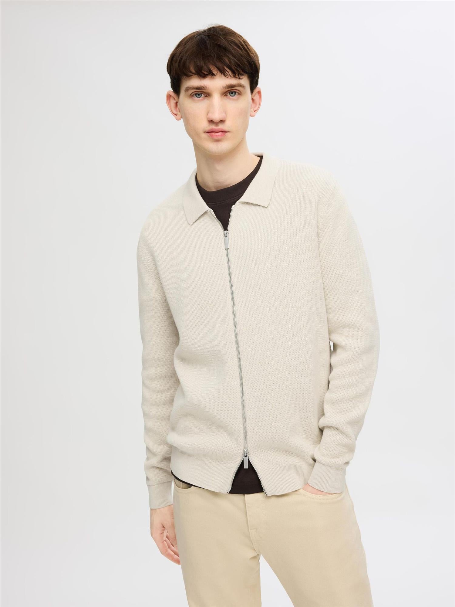 Dane ls knit structure cardigan Oatmeal