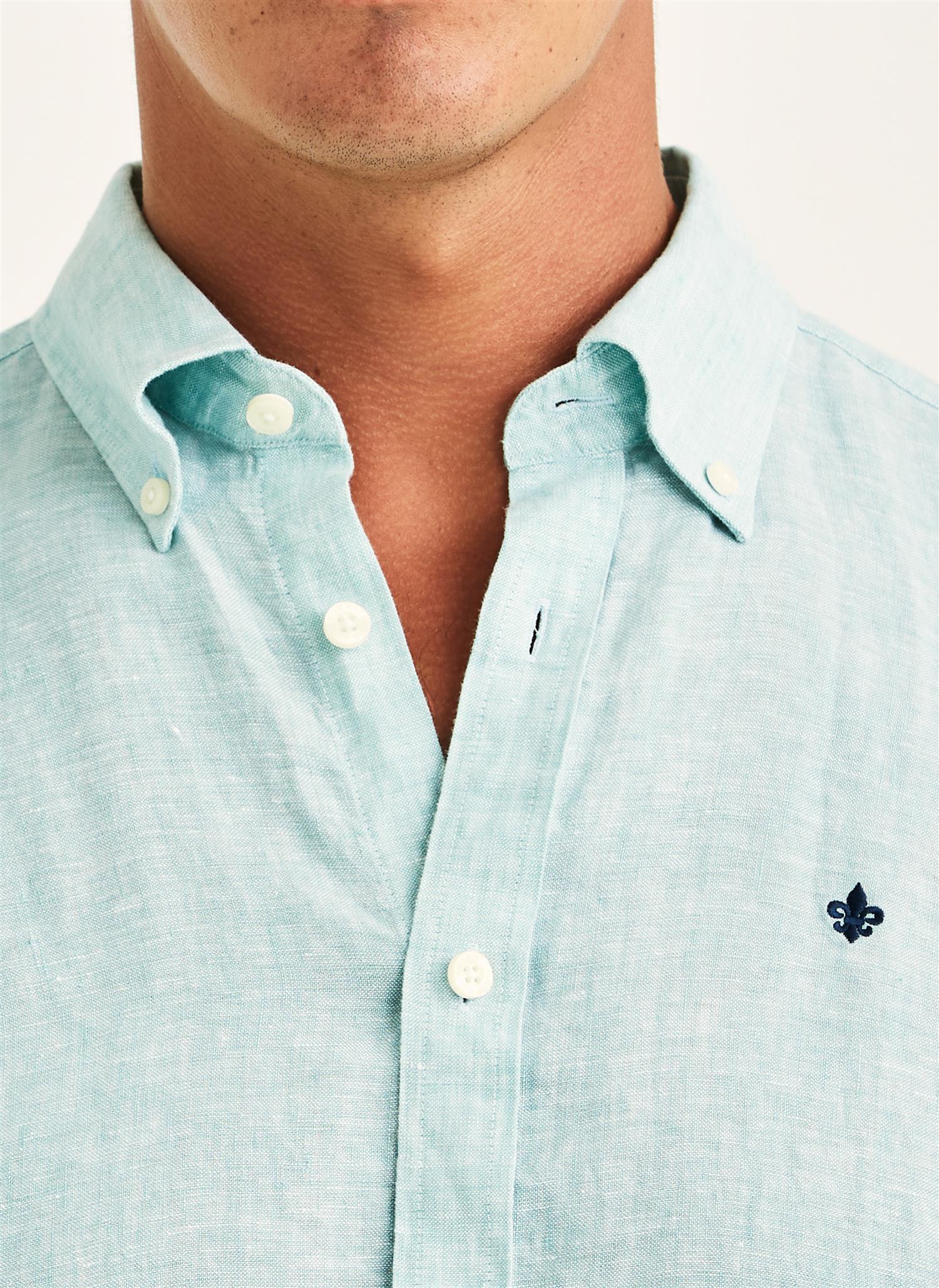 Douglas Linen Shirt-Classic Fit- Green