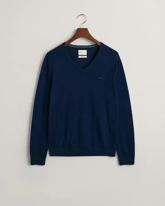 Extra fine merino v-neck-Marine