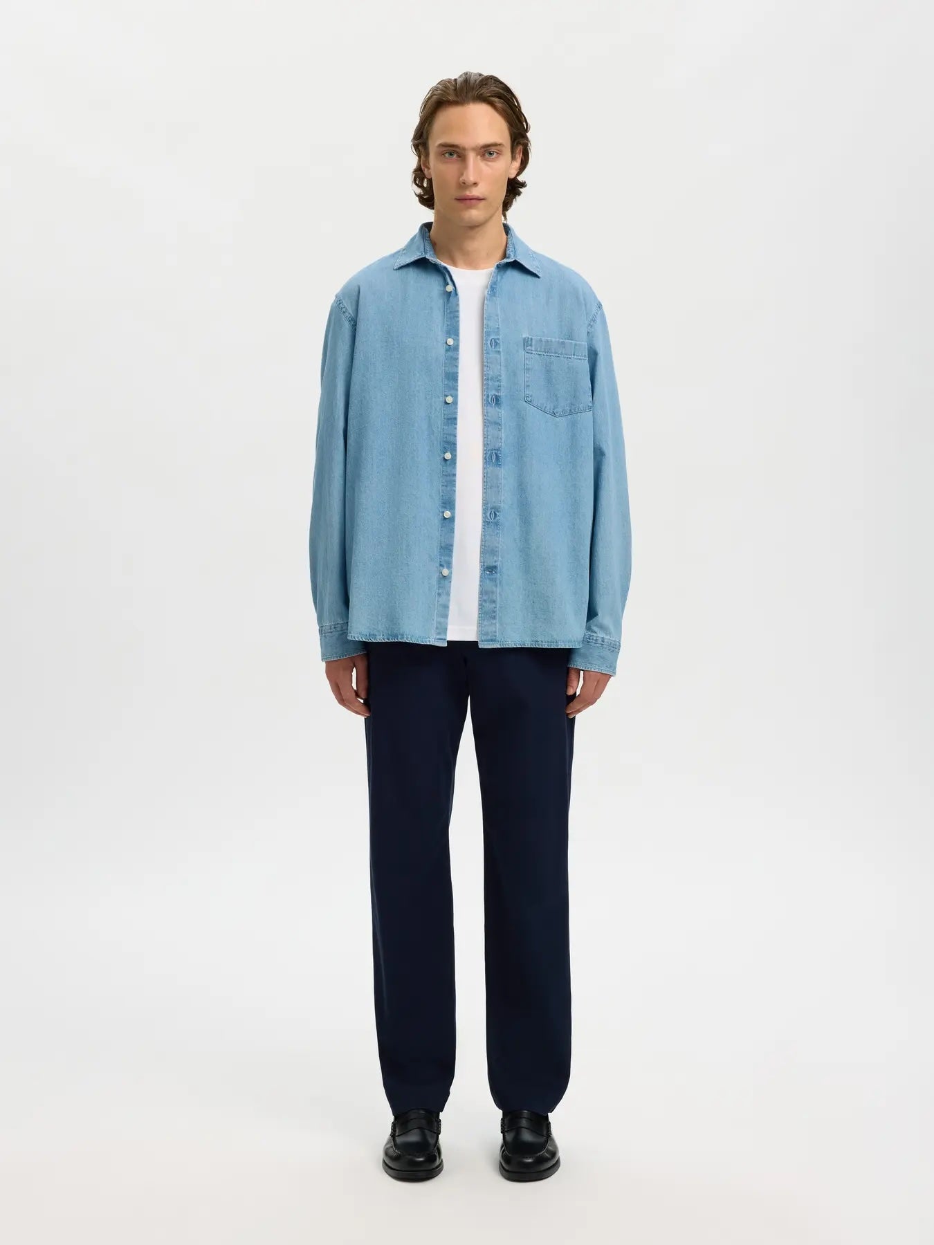 RegCarlo denim ls shirt- light blue denim