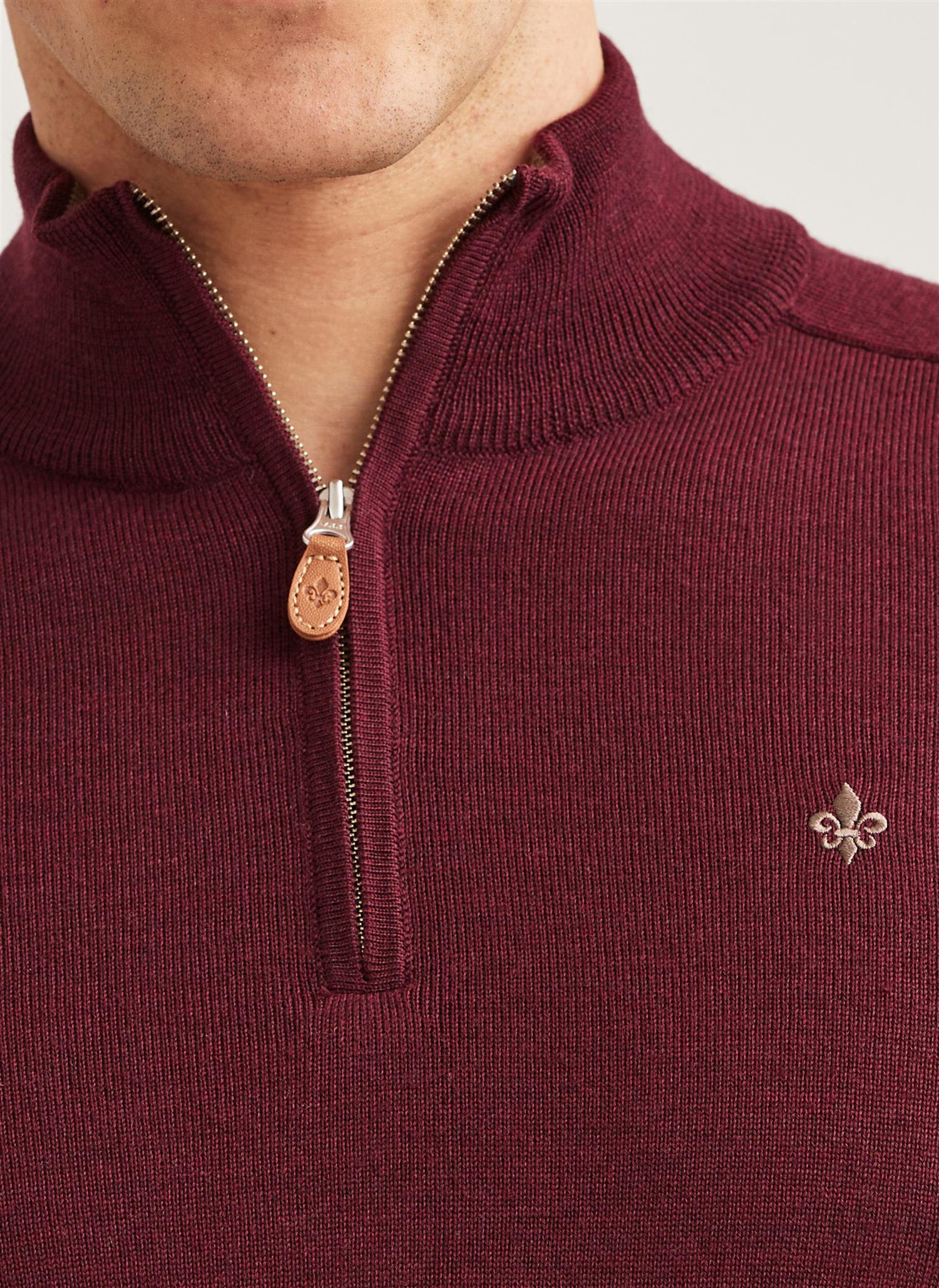 Merino John Zip- Wine red