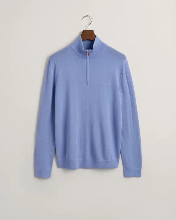 Extra fine merino half zip- Gentle blue