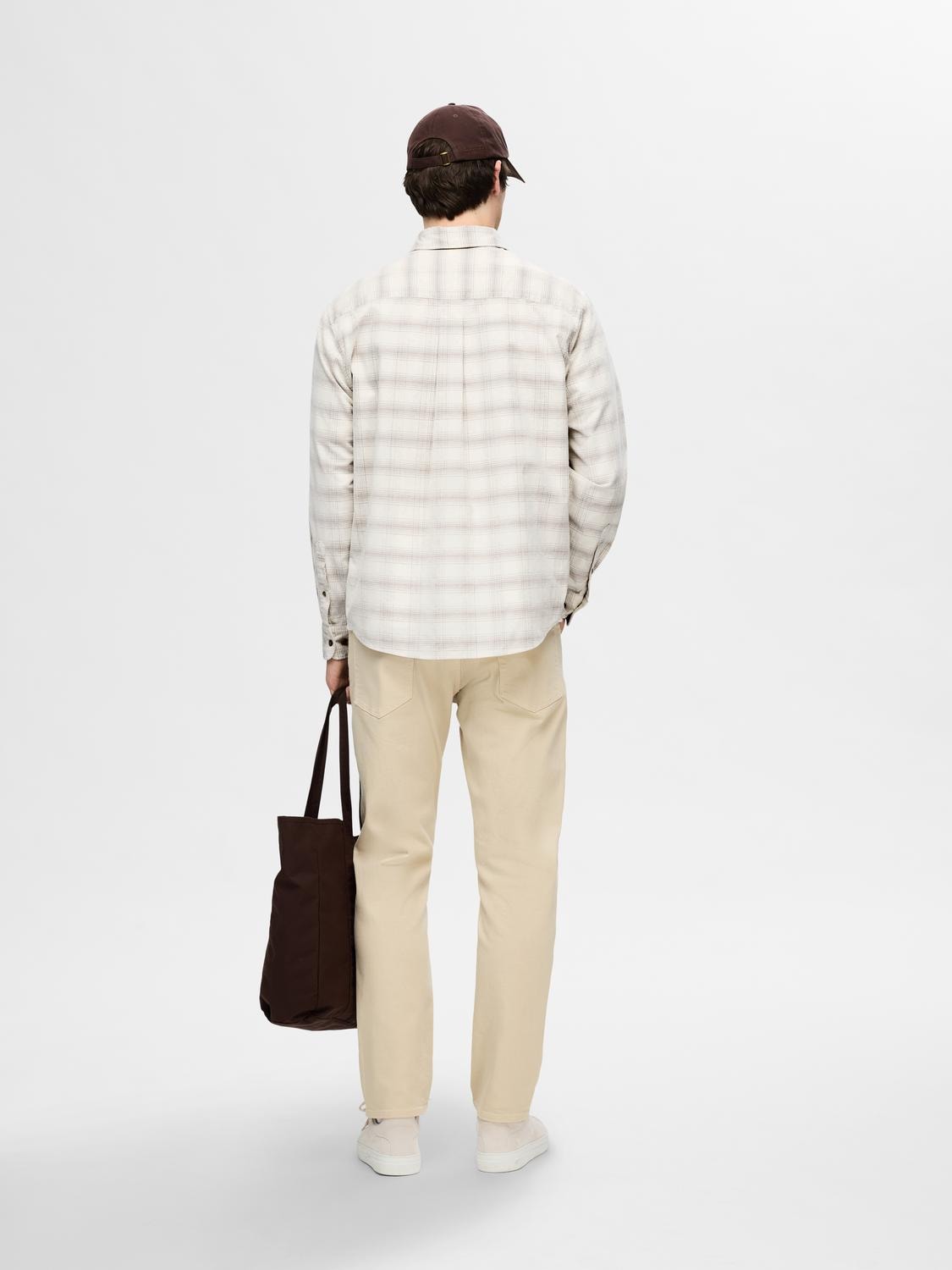 Relax cord check shirt ls- Egret/checks