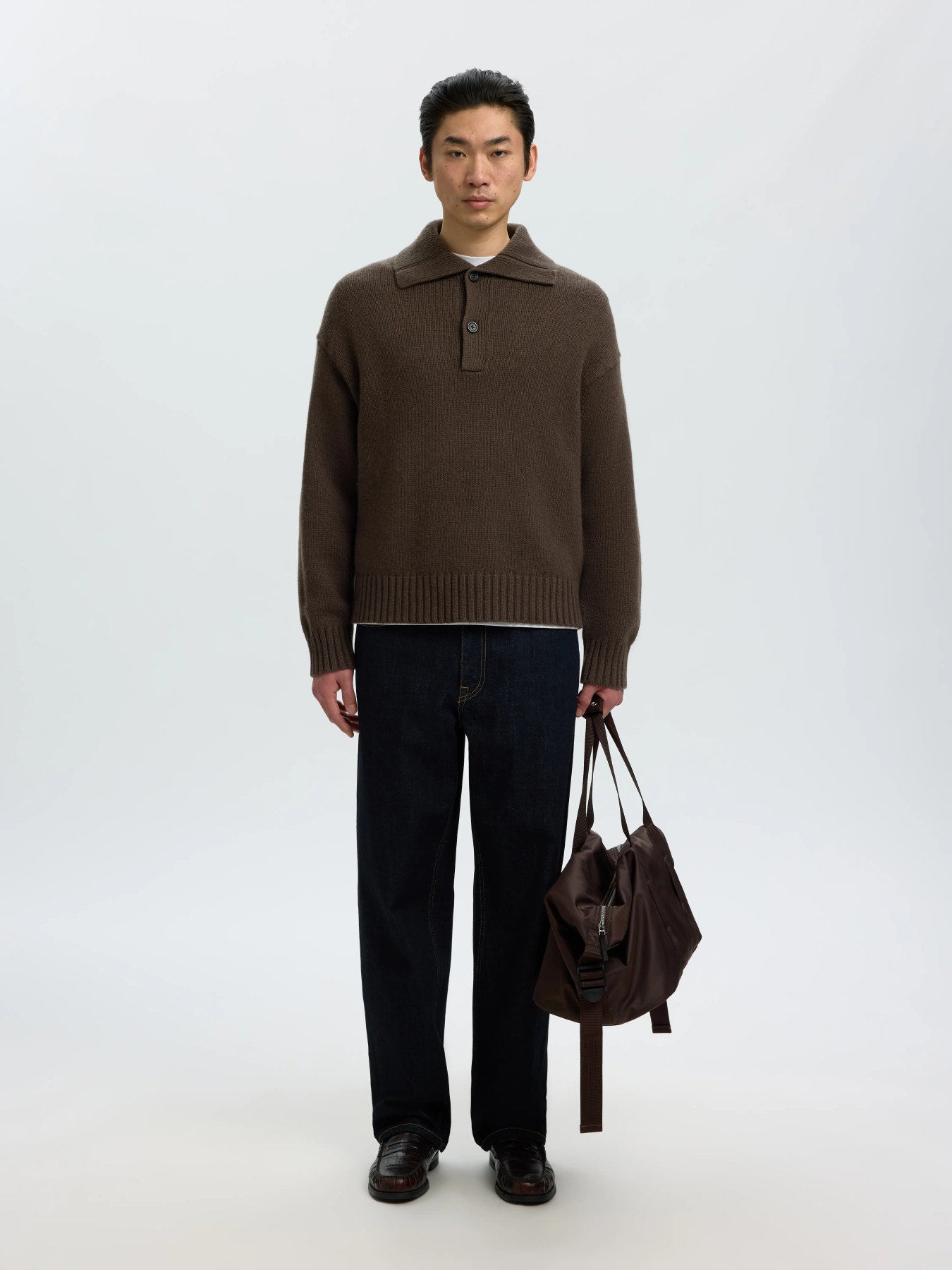 Cody ls knit polo- Turkish coffee