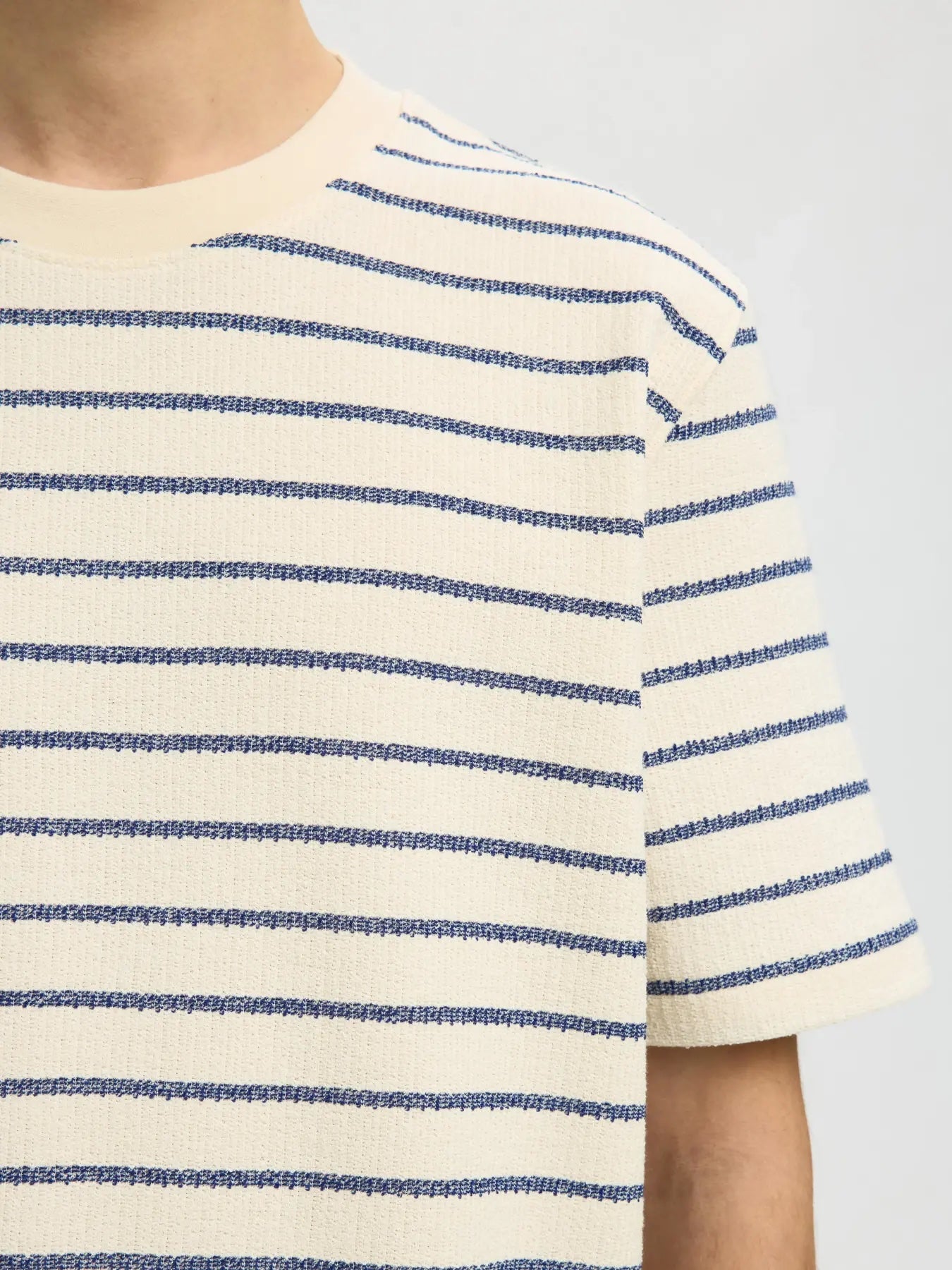 Django stripe ss o-neck- Ocean cavern/birch
