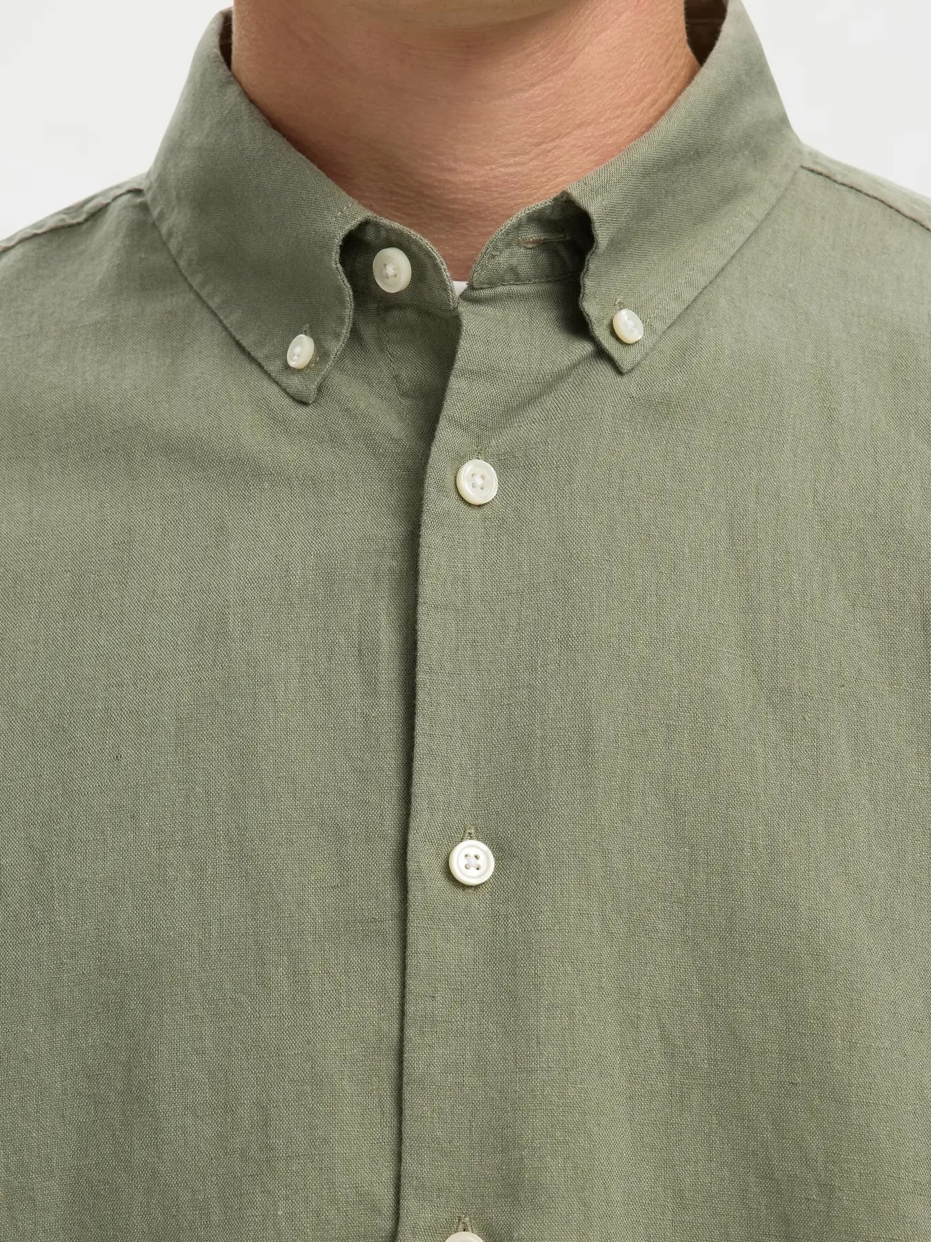 RegClay linen blend ls shirt - Vetiver