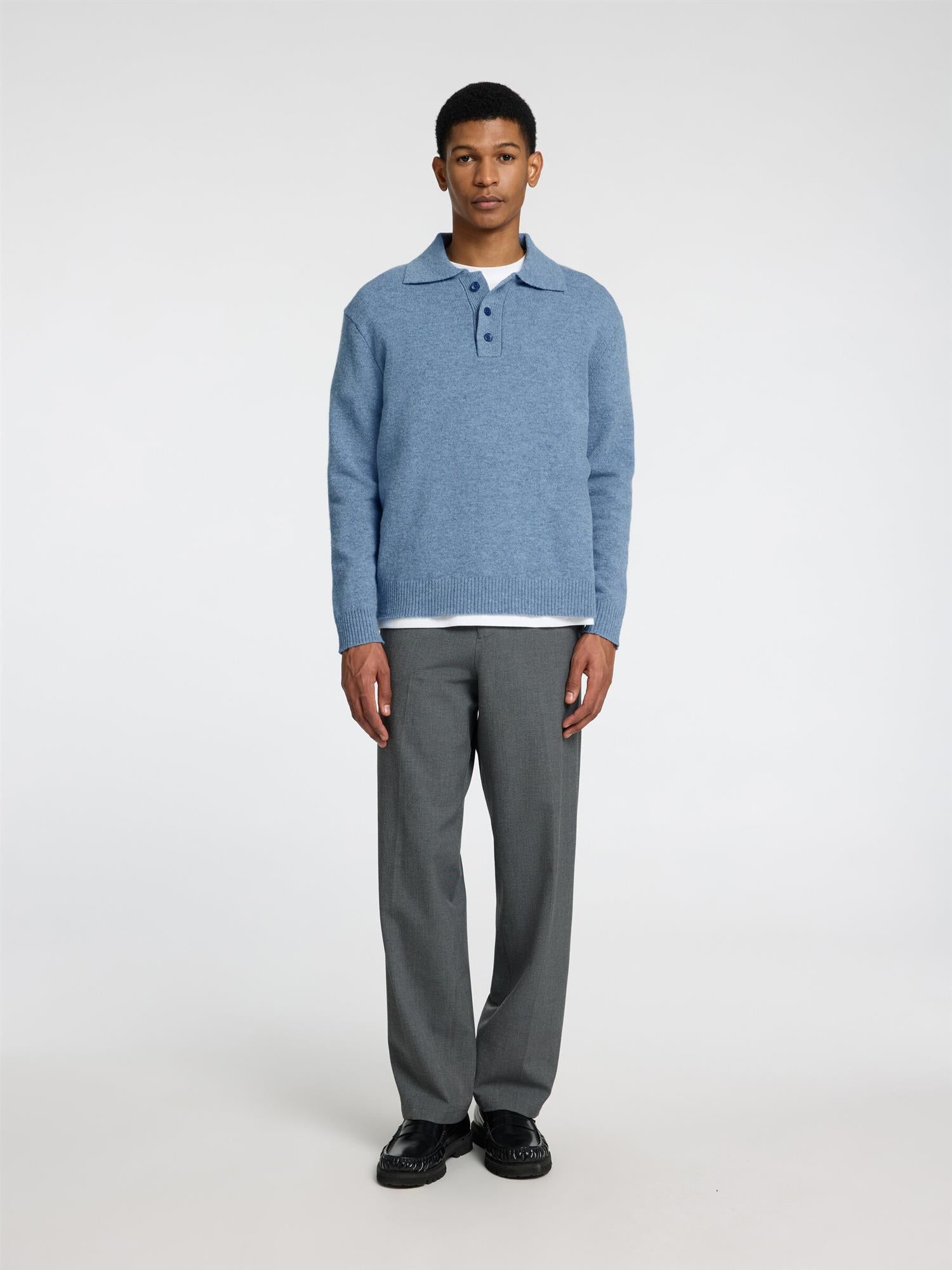 Reuben ls knit relaxed polo- Osceana