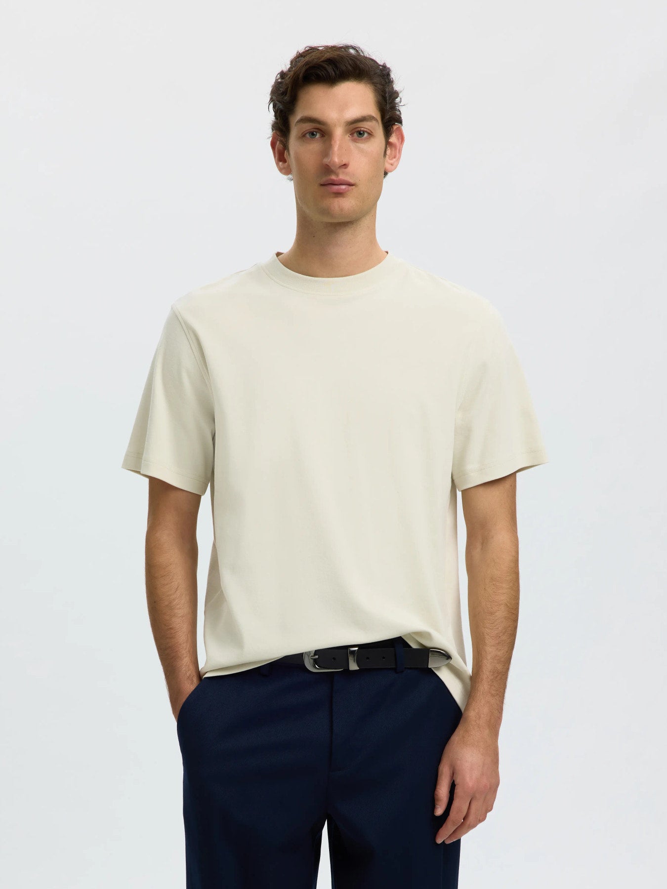Taj mid wit peach ss tee- Silver birch