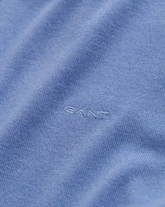 Extra fine merino half zip- Gentle blue