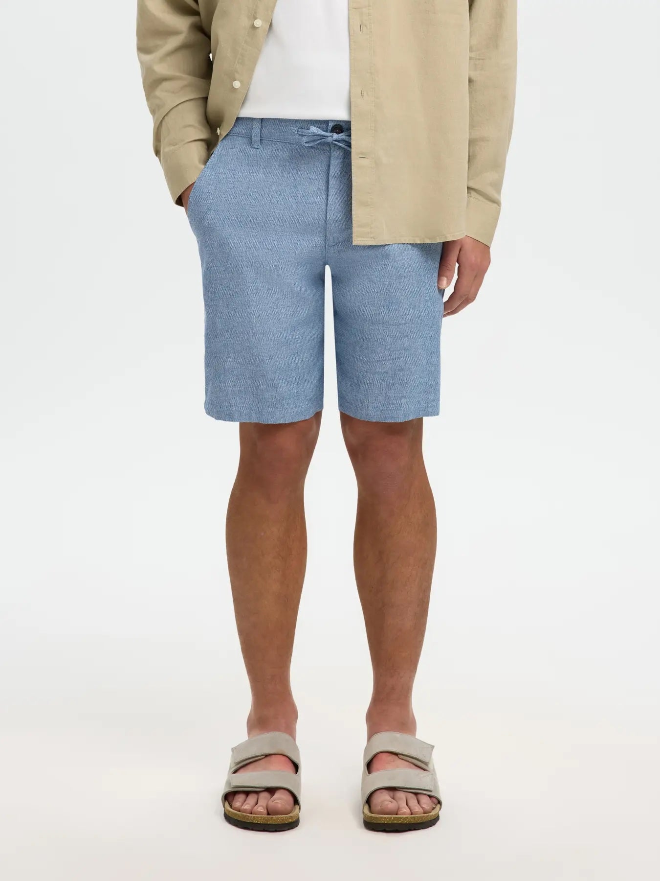 Regular Brody linen shorts - cashmere blue