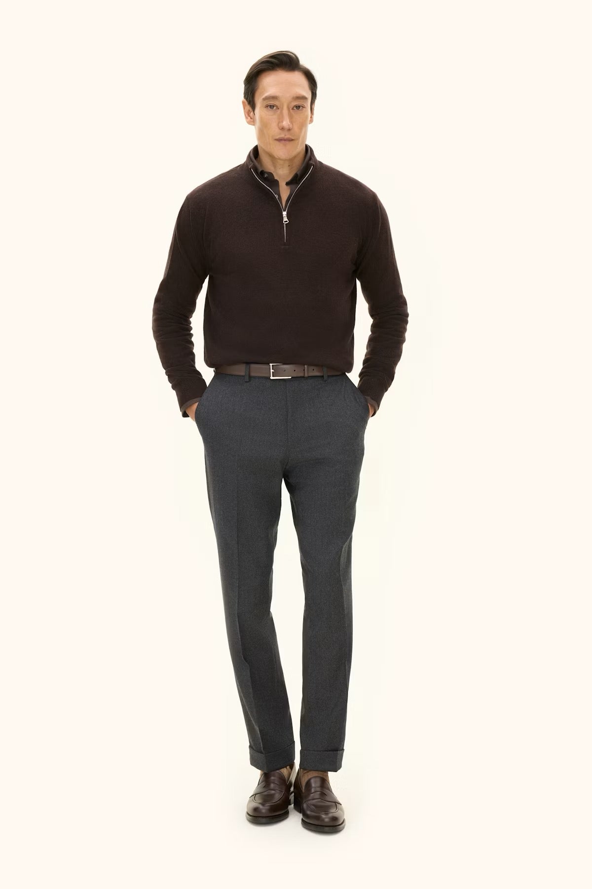 Patton halfzip - Brown flannel