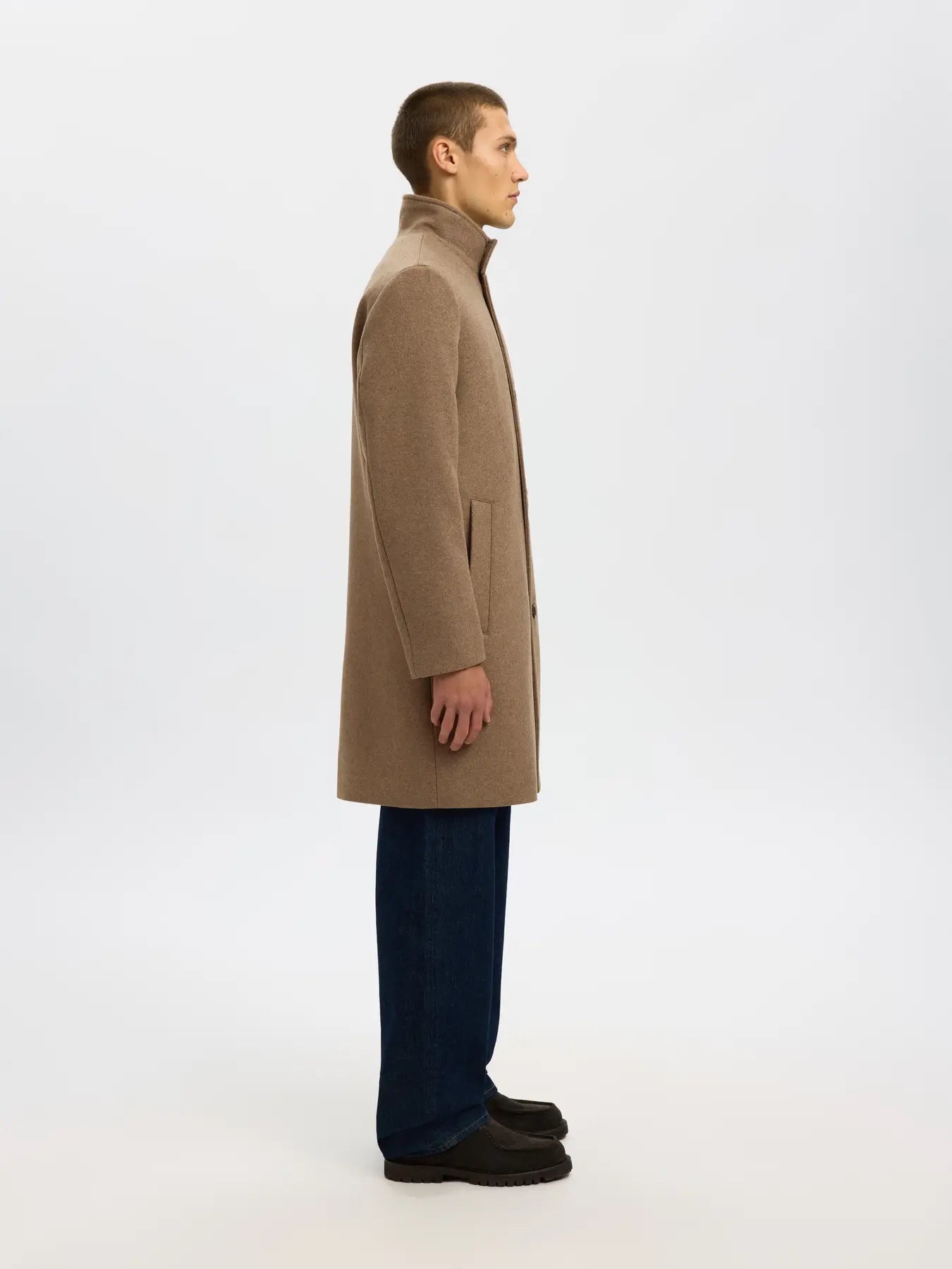 Rainar wool blend coat - Fallen rock melange
