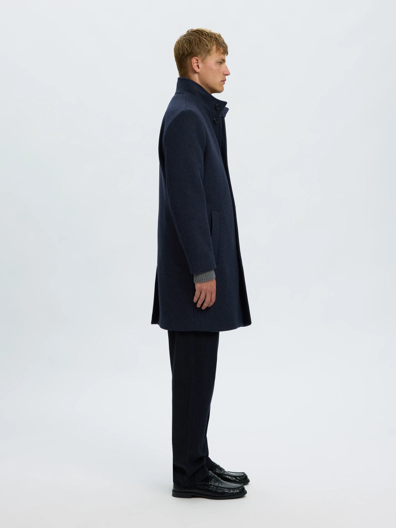 Rainar wool blend coat - Sky captain melange