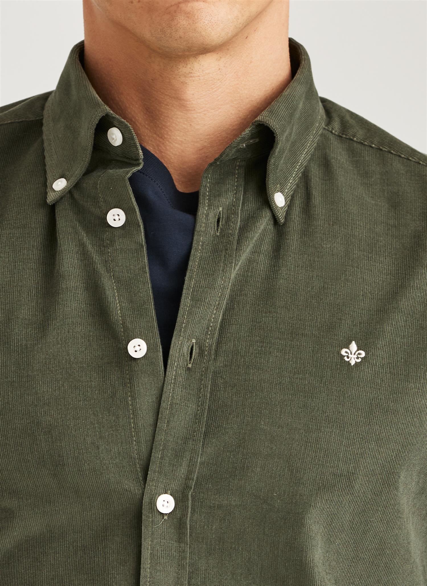 Douglas Cord Shirt-Slim Fit- Olive
