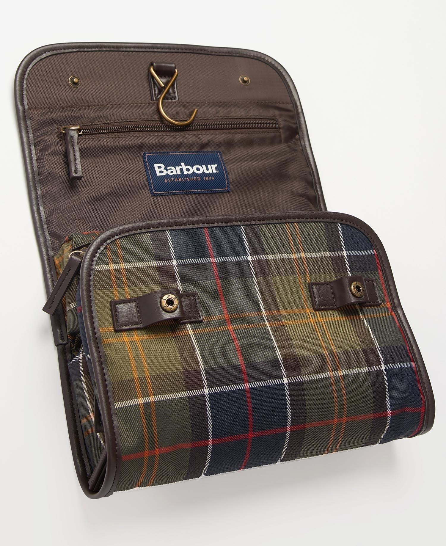 Wax hanging wash bag- tartan classic