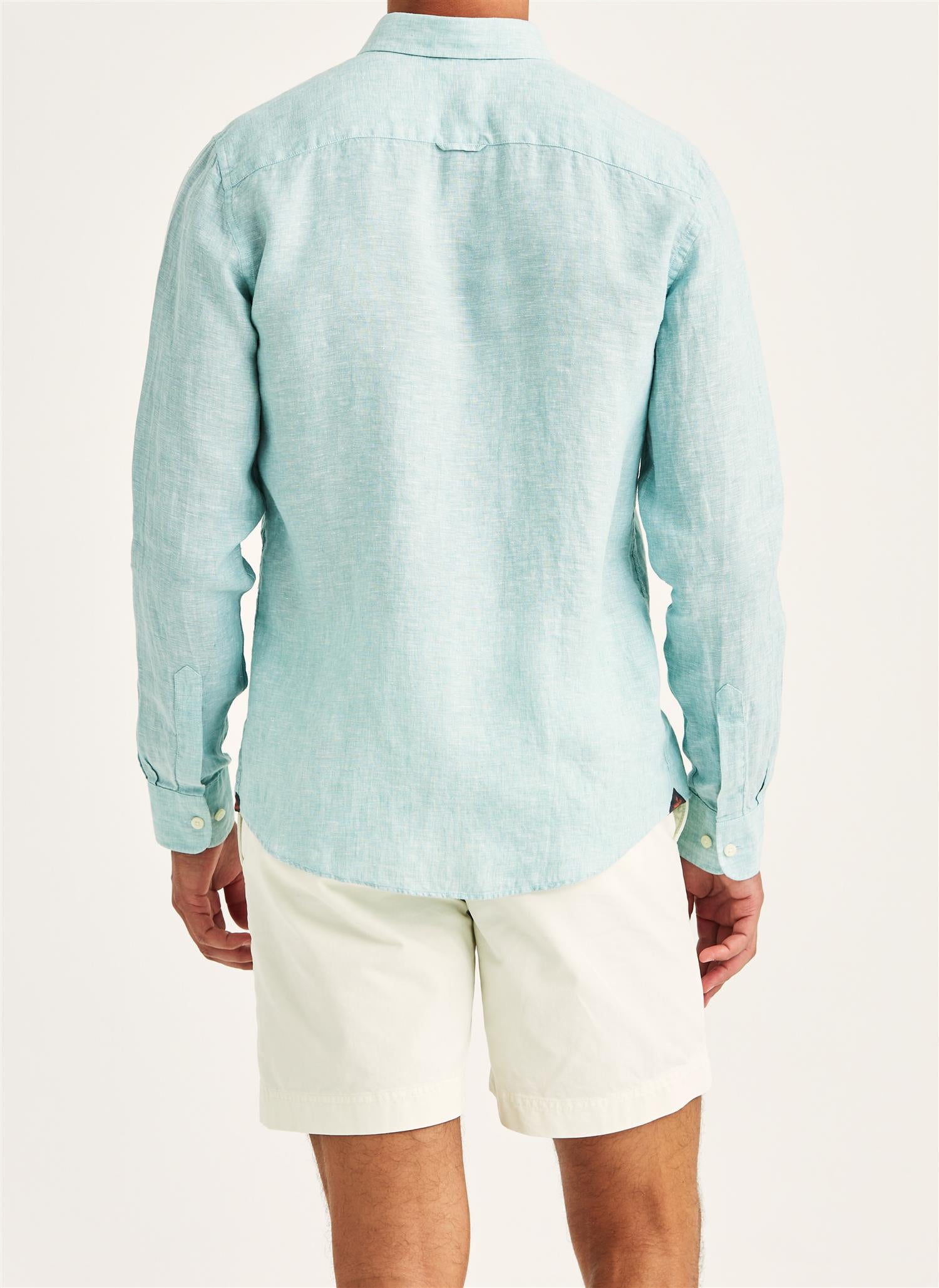 Douglas Linen Shirt-Classic Fit- Green