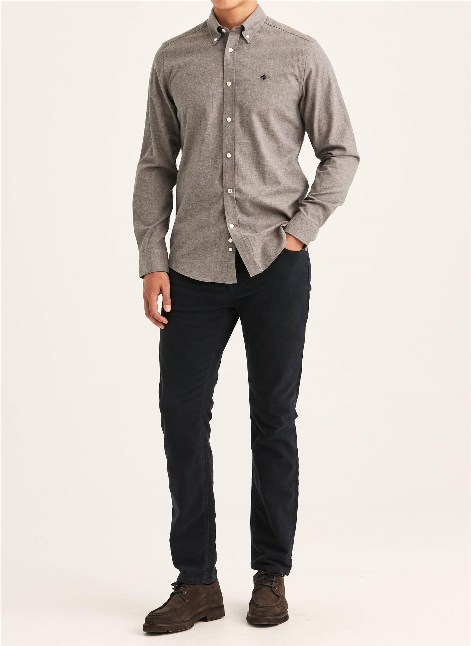 Watts Flannel Shirt Slim- Brown
