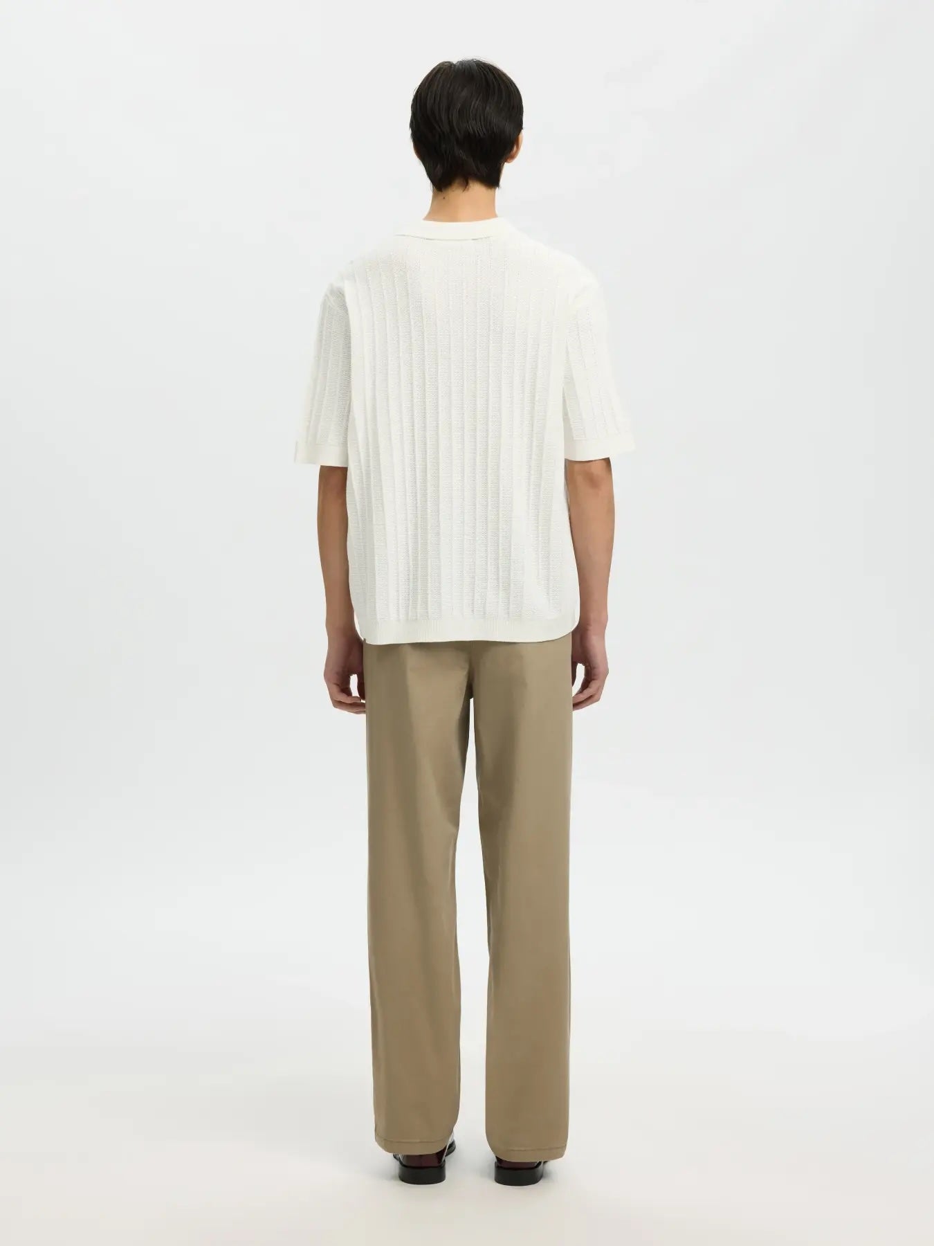 Dane ss knit structure polo - Egret