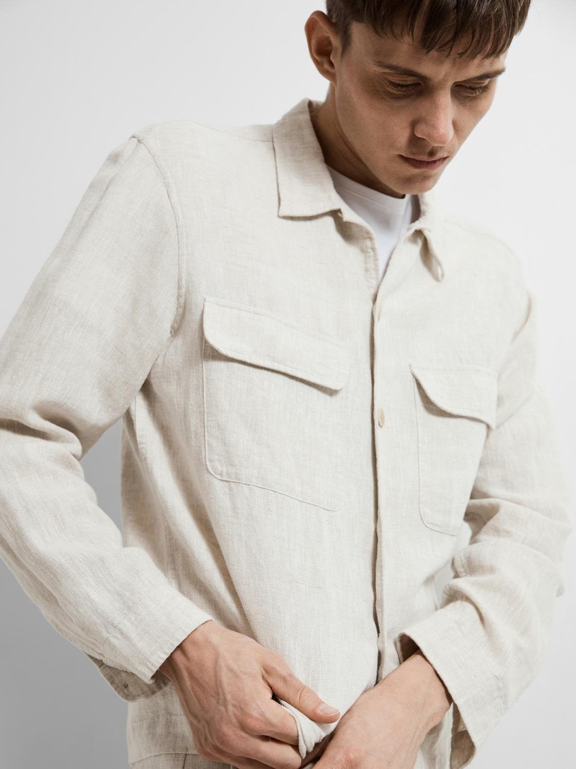 Mads-linen overshirt ls Pure cashmere