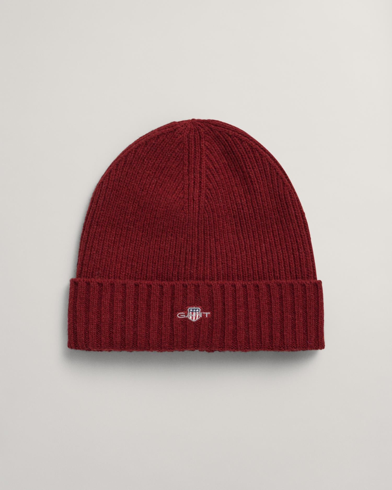 UNISEX. SHIELD WOOL BEANIE PLUMPED RED
