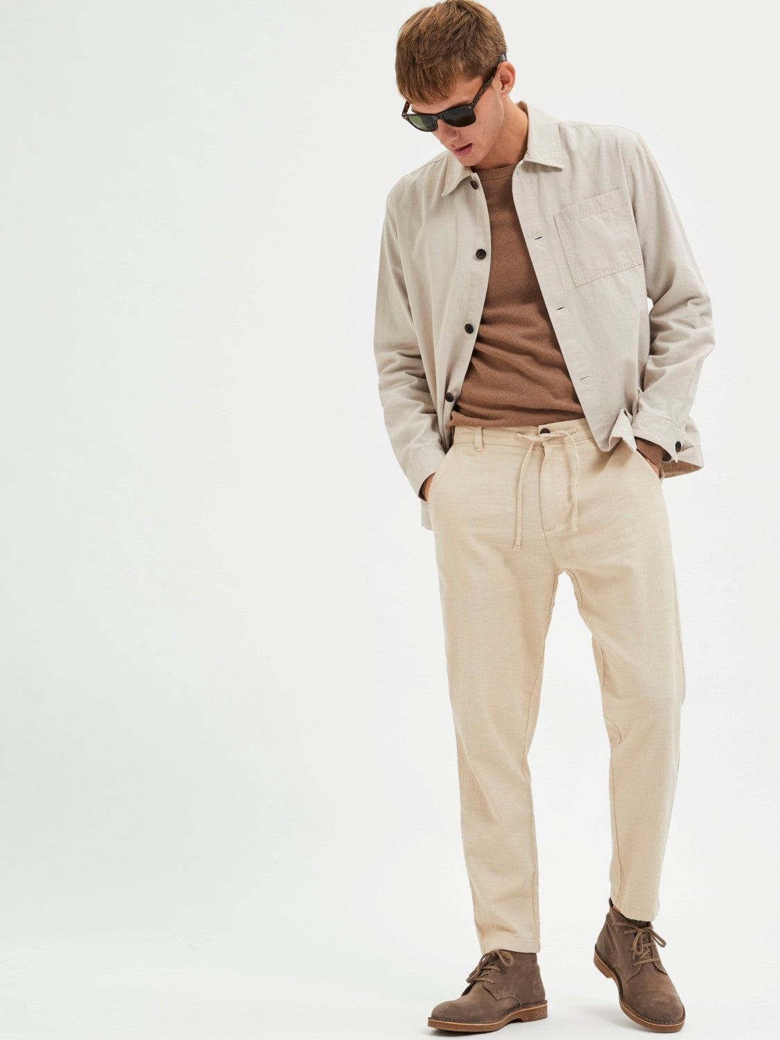 SLHSLIMTAPE-BRODY 172 LINEN PANTS Incense/mixed w.o